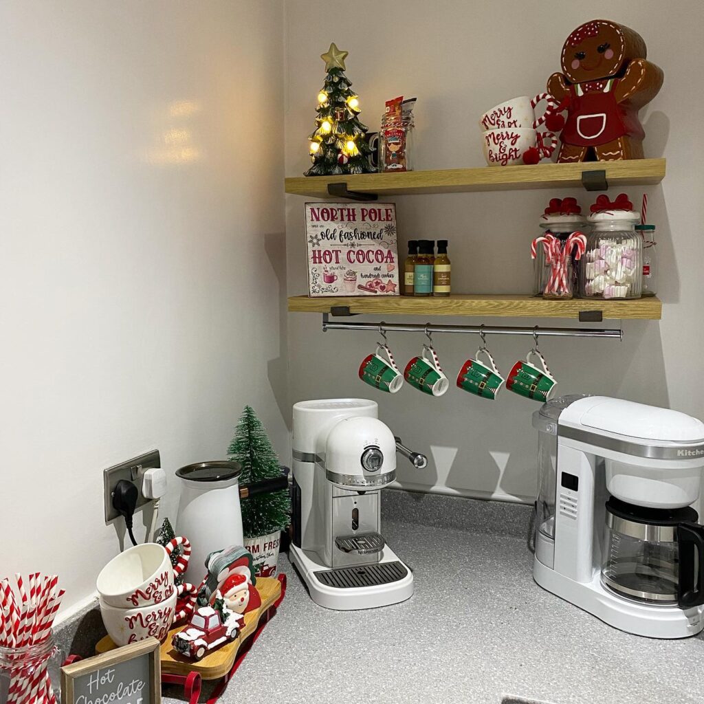 Hot Chocolate Station with a Christmas Tree