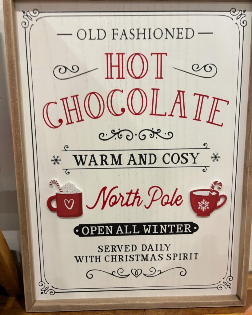 hot chocolate station sign 